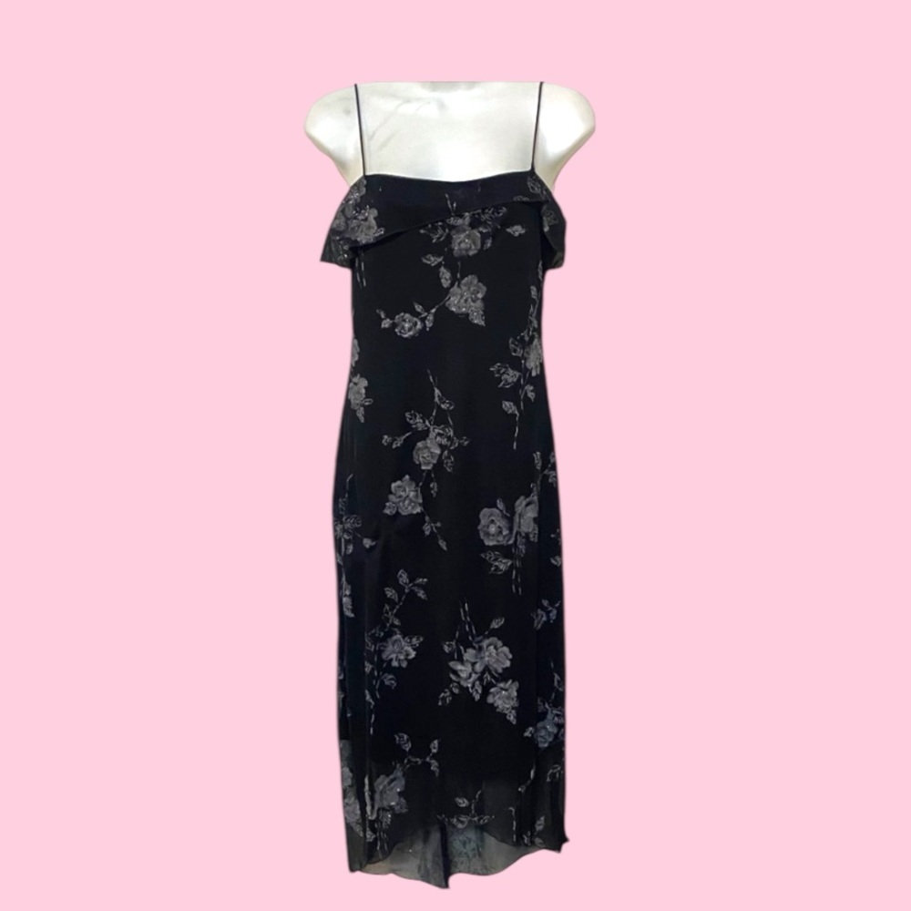 Fairycore Floral Glitter Goth Sheer Dress 90s / Y2k